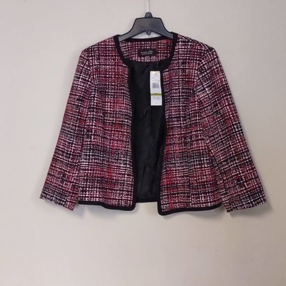 Evan Picone Black Label Suit Jacket Blazer 14 Red Multi - Picture 5 of 10